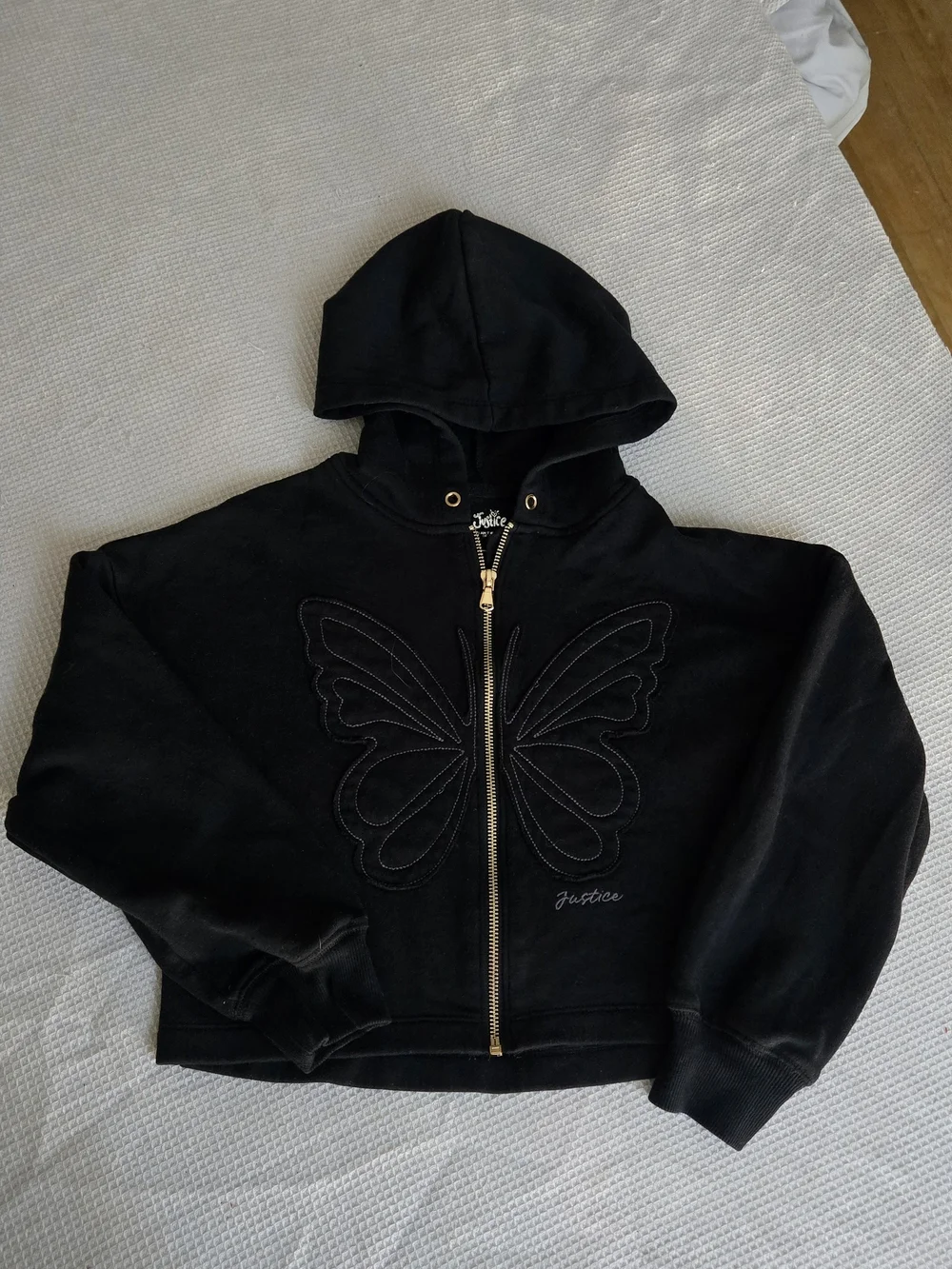 Justice Black Butterfly Zip-Up Hoodie